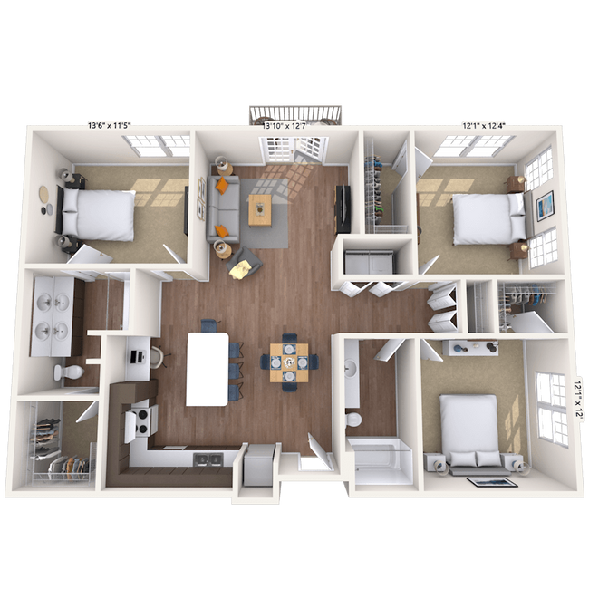 Traditional 3x2 1347-1374 SF 3135 floor plan